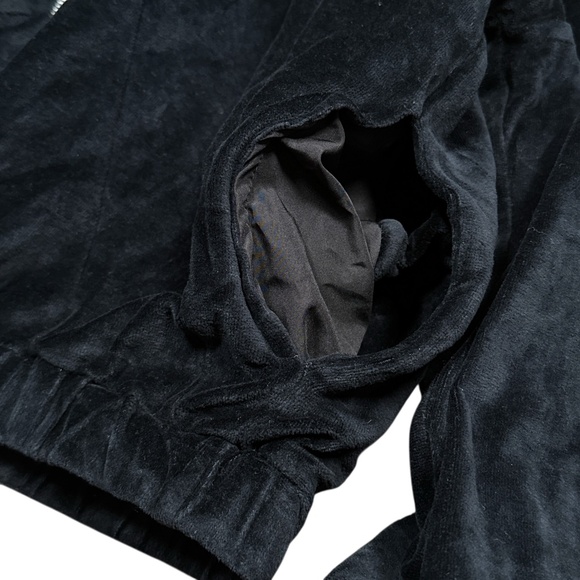 Khrisjoy Black Velour Full Zip Cut & Sew Asymmetric Oversized Hoodie Womens 00 - Picture 7 of 11